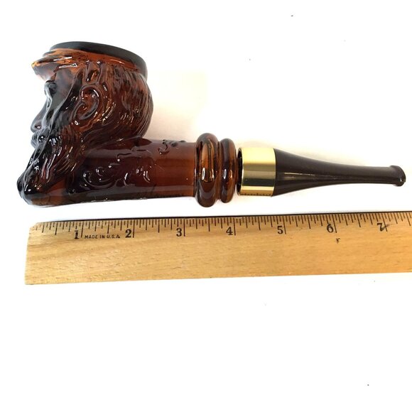 AVON 1973 Brown Glass Pipe Decanter Bottle Soldier Civil War Barware EMPTY DAD - Picture 7 of 8